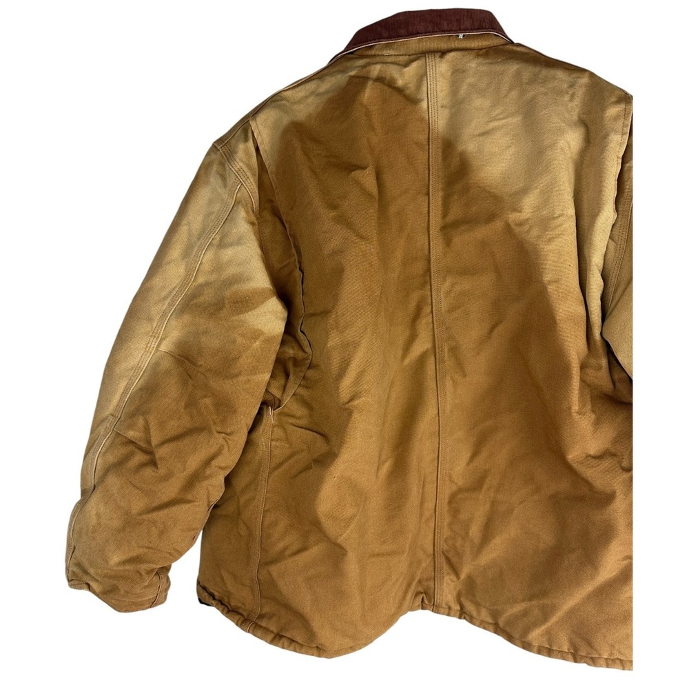 *Flawed Carhartt Arctic Duck Coat 2XL Quilt Lined Corduroy Collar USA C003 BRN - Picture 14 of 16